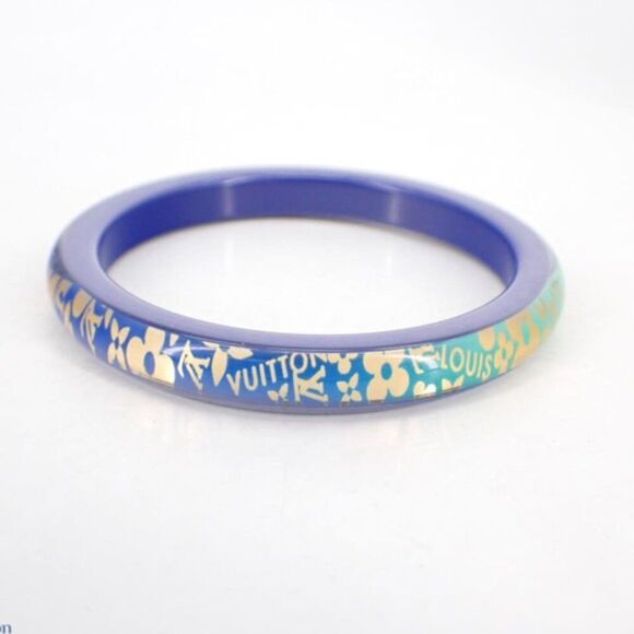RARE Louis Vuitton Le Tropical Inclusion Bangle Blue Monogram Full Inclusion - Picture 3 of 5